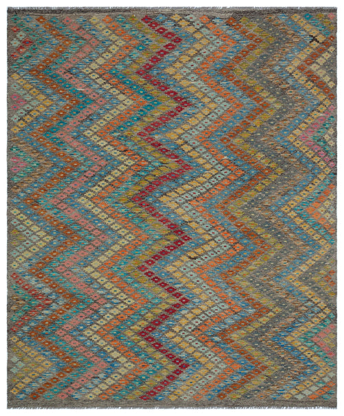 Selanik 30134 Brown Vintage Wool Handmade Area Rug 6'8" x 8'0"