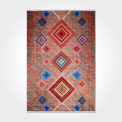 Digital Print Area Rug – Geometric Chenille Cotton Washable Non Slip Carpet