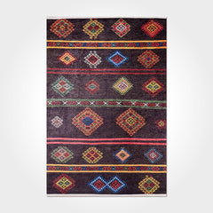 Digital Print Area Rug – Geometric Chenille Cotton Rug | Non Slip Washable Floor Mat