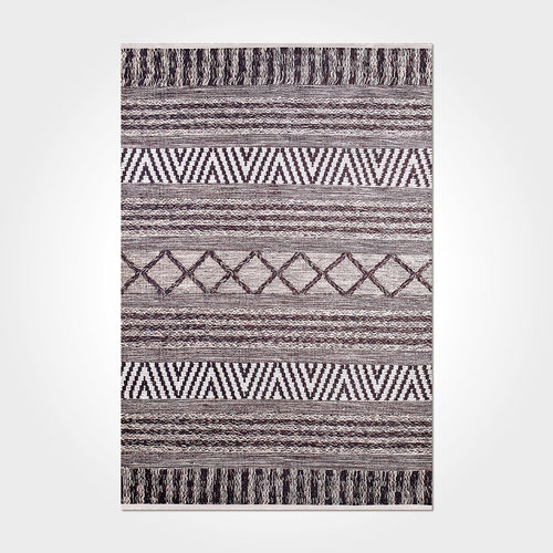 Digital Print Area Rug - Geometric Chenille Cotton Washable Non Slip Carpet