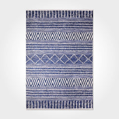 Daniella Blue Geometric Chenille and Cotton Digital Print Area Rug