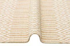 Cotton Kilim Rug – Beige Geometric Flatweave Carpet | Non Slip, Easy Clean