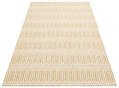 Cotton Kilim Rug – Beige Geometric Flatweave Carpet | Non Slip, Easy Clean