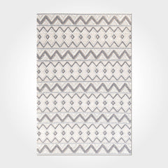 Geometric Chenille Rug – Washable Non Slip Cream Area Rug With Soft Chenille Texture