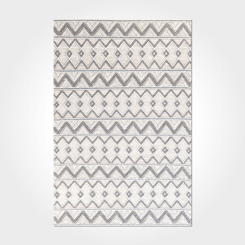 Geometric Chenille Rug – Washable Non Slip Cream Area Rug With Soft Chenille Texture