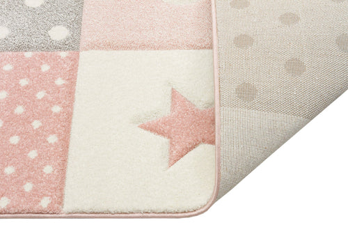 Kids Geometric Rug – Grey Figured Flatweave Non Slip Children Area Rug