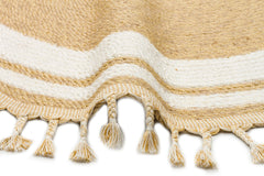 Round Jute Rug – Modern Beige Cotton Flatweave Eco Friendly Carpet