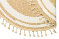 Round Jute Rug – Modern Beige Cotton Flatweave Eco Friendly Carpet