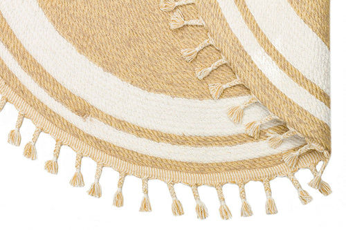 Round Jute Rug – Modern Beige Cotton Flatweave Eco Friendly Carpet