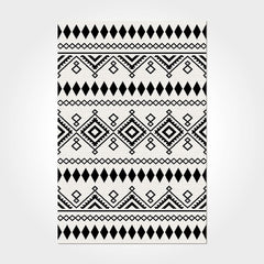 Digital Print Area Rug - Black Geometric Chenille Cotton Carpet Washable Non Slip