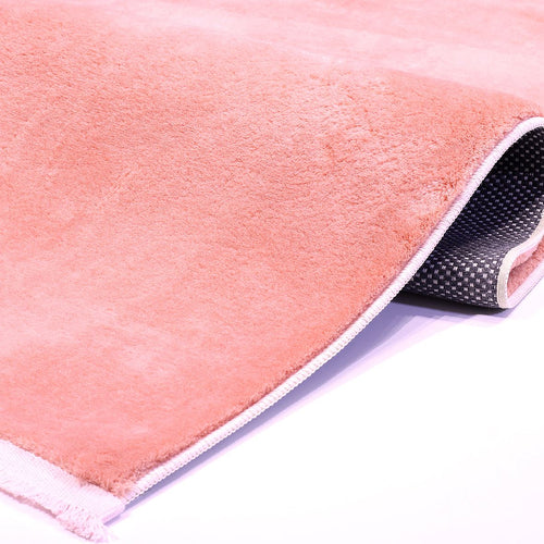 Pink Modern Area Rug – Washable Non Slip Chenille Cotton Rug 20mm Pile