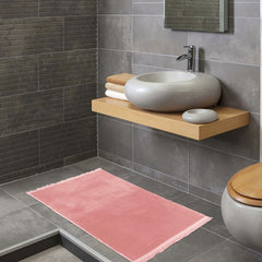 Pink Modern Area Rug – Washable Non Slip Chenille Cotton Rug 20mm Pile