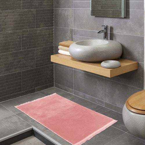 Pink Modern Area Rug – Washable Non Slip Chenille Cotton Rug 20mm Pile