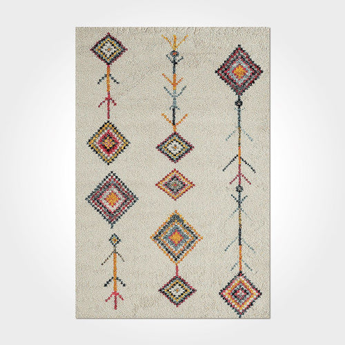 Geometric Area Rug – Washable Non Slip Chenille Cotton Rug Cream Design