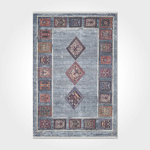 Geometric Area Rug - Washable Non Slip Chenille Cotton Rug for Living Room
