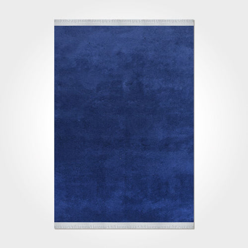 Frankie Navy Flat Chenille Cotton Machine Made Area Rug