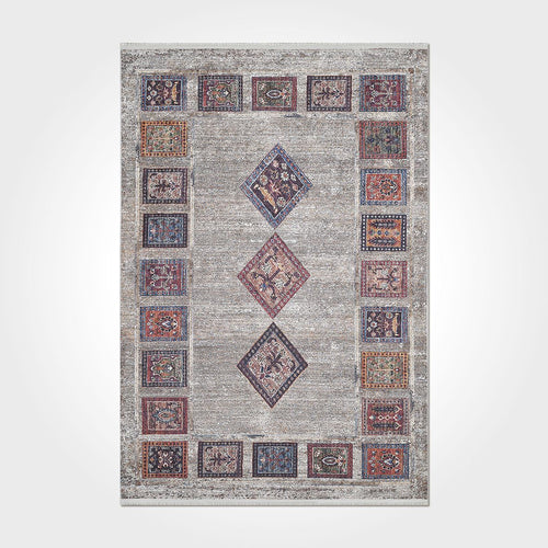 Geometric Area Rug – Washable Non Slip Chenille Cotton Rug for Living Room