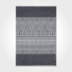 Grey Striped Area Rug - Washable Non Slip Chenille Cotton Rug for Living Room