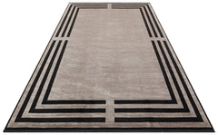 Grey Viscose Area Rug - Classic Machine Made Rug with Soft Texture Carpet