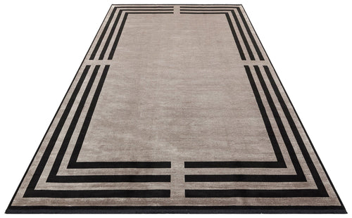 Grey Viscose Area Rug - Classic Machine Made Rug with Soft Texture Carpet