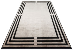 Grey Viscose Area Rug - Classic Machine Made Rug with Soft Texture Carpet