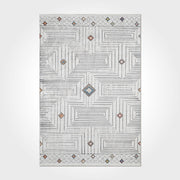 Geometric Chenille Area Rug – Washable Non Slip Grey Cotton Polyester Carpet
