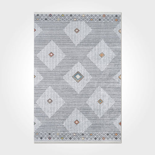 Geometric Area Rug – Washable Non Slip Chenille Cotton Flatweave Carpet