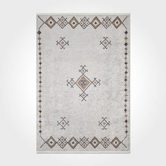 Geometric Area Rug – Washable Non Slip Polyester Chenille Rug for Living Room