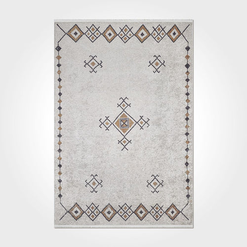 Geometric Area Rug – Washable Non Slip Polyester Chenille Rug for Living Room