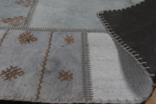 Handmade Patchwork Rug – Grey Cotton Area Rug | Flatweave Hemp Carpet