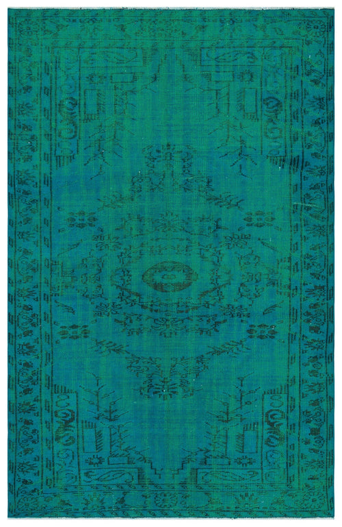 Atina Turquoise Vintage Wool Handmade Area Rug 5'1" x 7'10"