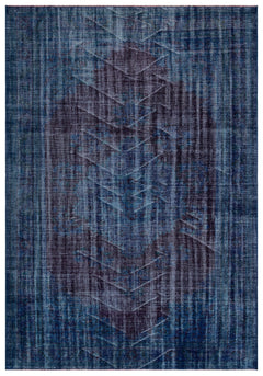 Atina Navy Vintage Wool Handmade Area Rug 6'9" x 9'7"