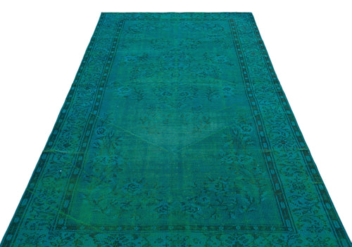 Atina Turquoise Vintage Wool Handmade Area Rug 4'11" x 8'10"