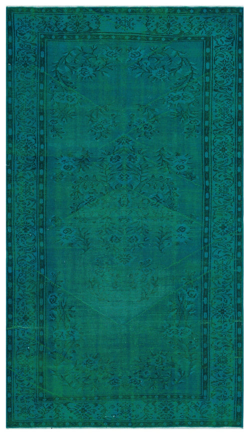 Atina Turquoise Vintage Wool Handmade Area Rug 4'11" x 8'10"