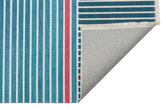 Blue Striped Kilim Rug – Modern Patterned Washable Area Rug with Soft Texture