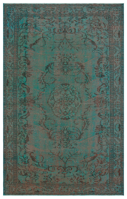 Atina Turquoise Vintage Wool Handmade Area Rug 5'6" x 8'8"