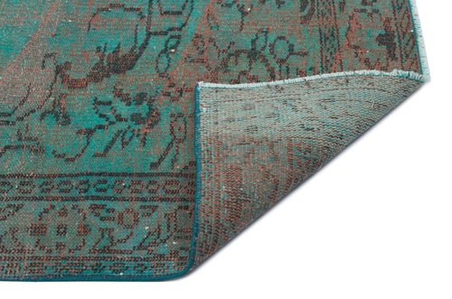 Atina Turquoise Vintage Wool Handmade Area Rug 5'6" x 8'8"