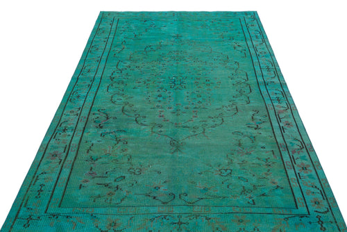 Atina Turquoise Vintage Wool Handmade Area Rug 5'1" x 7'11"