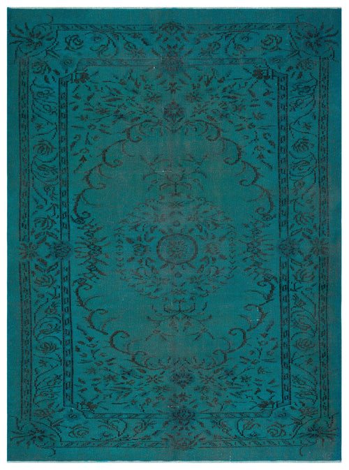 Atina Turquoise Vintage Wool Handmade Area Rug 6'3" x 8'5"