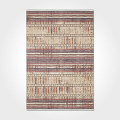 Digital Print Area Rug – Washable Non Slip Striped Chenille Cotton Carpet