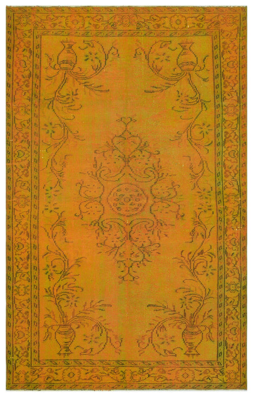 Atina Yellow Vintage Wool Handmade Area Rug 5'6" x 8'8"