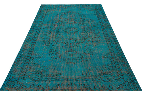Atina Turquoise Vintage Wool Handmade Area Rug 5'3" x 8'8"