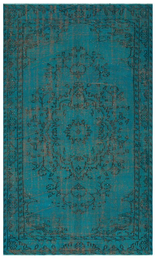 Atina Turquoise Vintage Wool Handmade Area Rug 5'3" x 8'8"