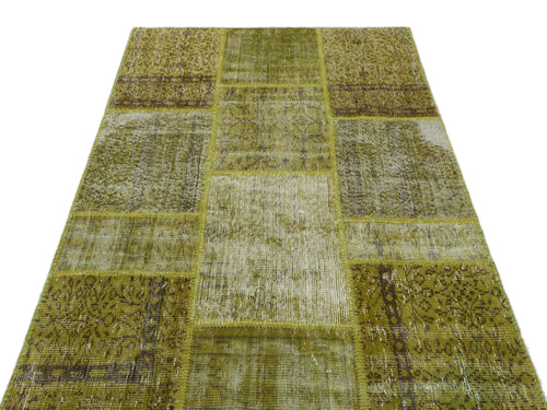 Iskece 31104 Green Vintage Wool Handmade Area Rug 3'11" x 5'11"