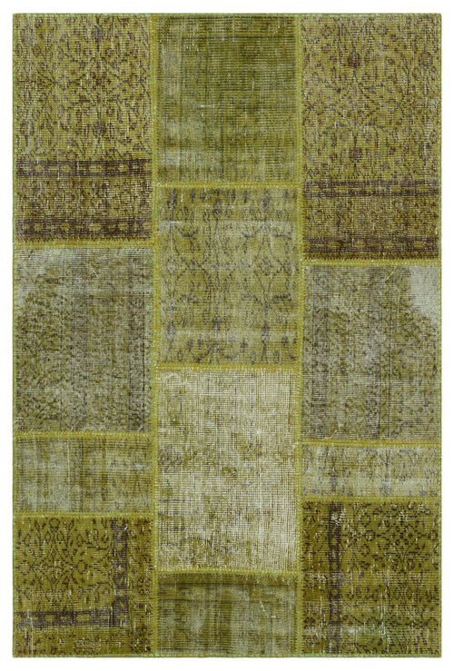 Iskece 31104 Green Vintage Wool Handmade Area Rug 3'11" x 5'11"