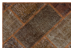 Iskece 31110 Brown Patchwork Wool Handmade Area Rug 3'11" x 5'11"