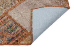 Iskece 31111 Brown Patchwork Wool Handmade Area Rug 3'11" x 5'11"