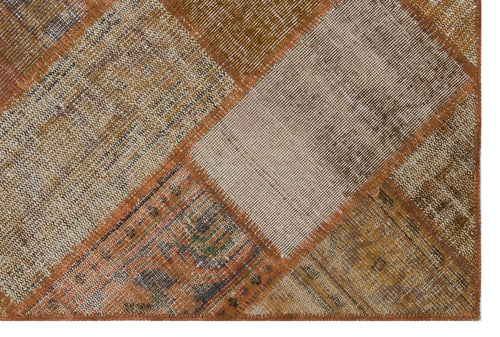 Iskece 31111 Brown Patchwork Wool Handmade Area Rug 3'11" x 5'11"