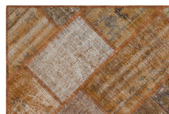 Iskece 31111 Brown Patchwork Wool Handmade Area Rug 3'11" x 5'11"