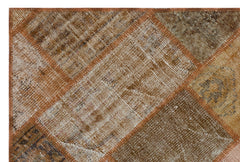 Iskece 31113 Brown Patchwork Wool Handmade Area Rug 3'11" x 5'11"